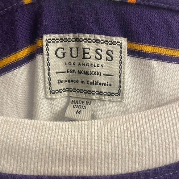 GUESS Striped Purple and White Tee - Picture 3 of 3
